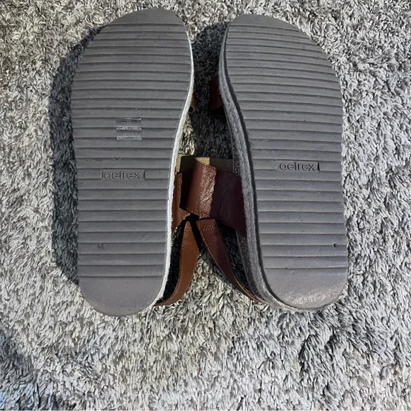 Aetrex Vania Platform Comfort Support Sandals Cognac Size 9.0-9.5 - Picture 3 of 6